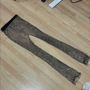 Black and Silver Mesh Pants shiny